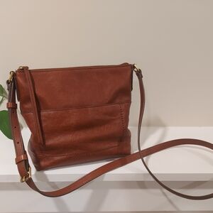 Fossil Chestnut Brown Leather Crossbody
